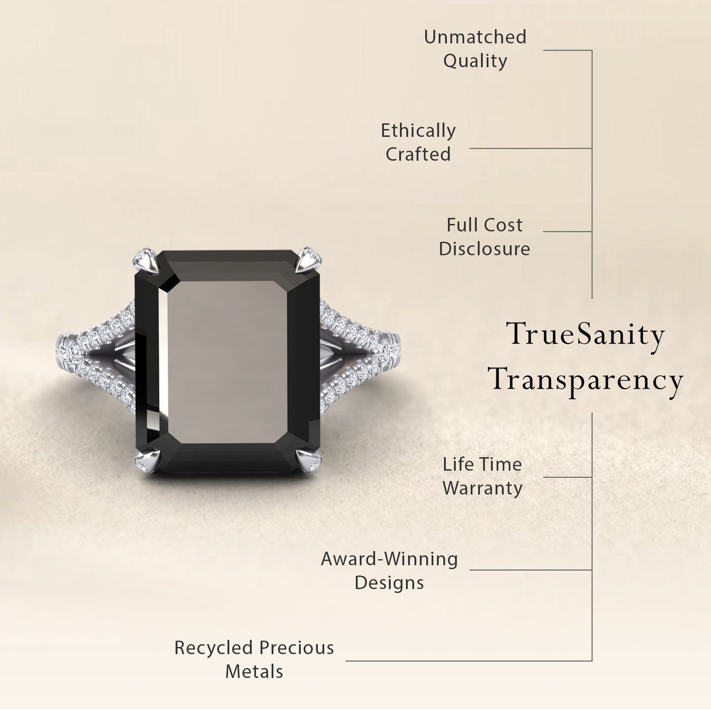 Black Onyx & Diamond Cocktail Ring - Ziya