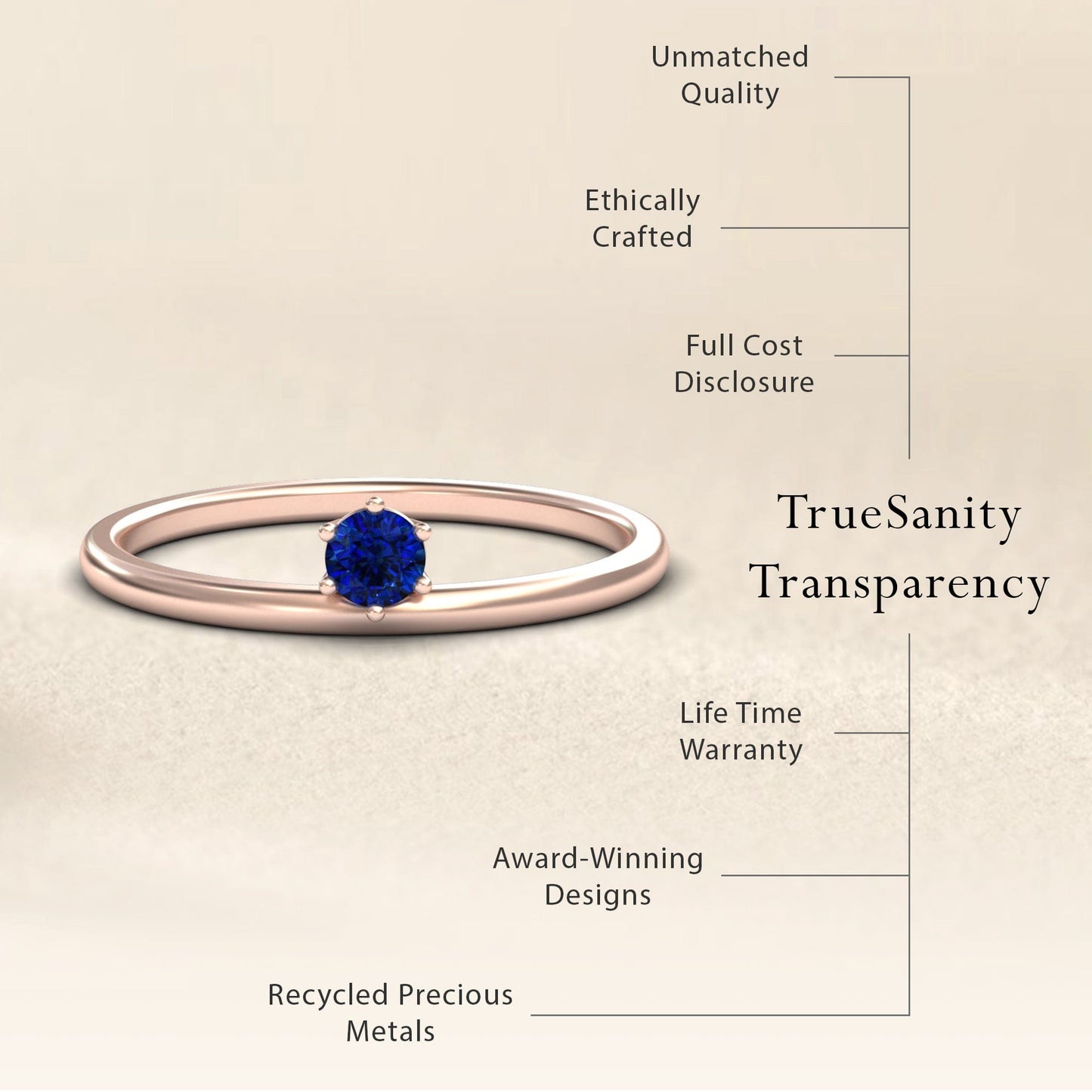 Blue Sapphire Solitaire Petite Ring - Faria