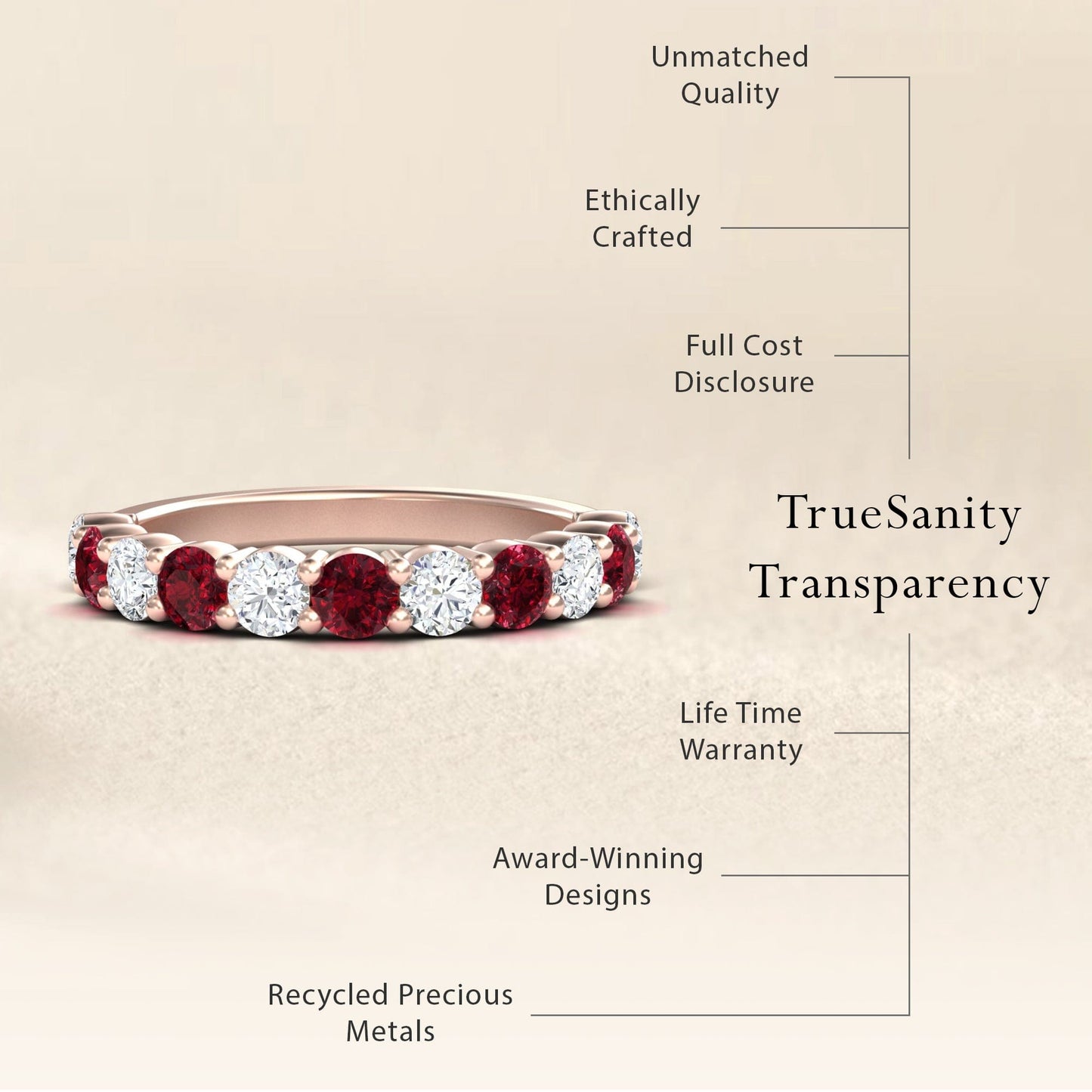 Ruby & Diamond Half Eternity Wedding Ring - Parveen