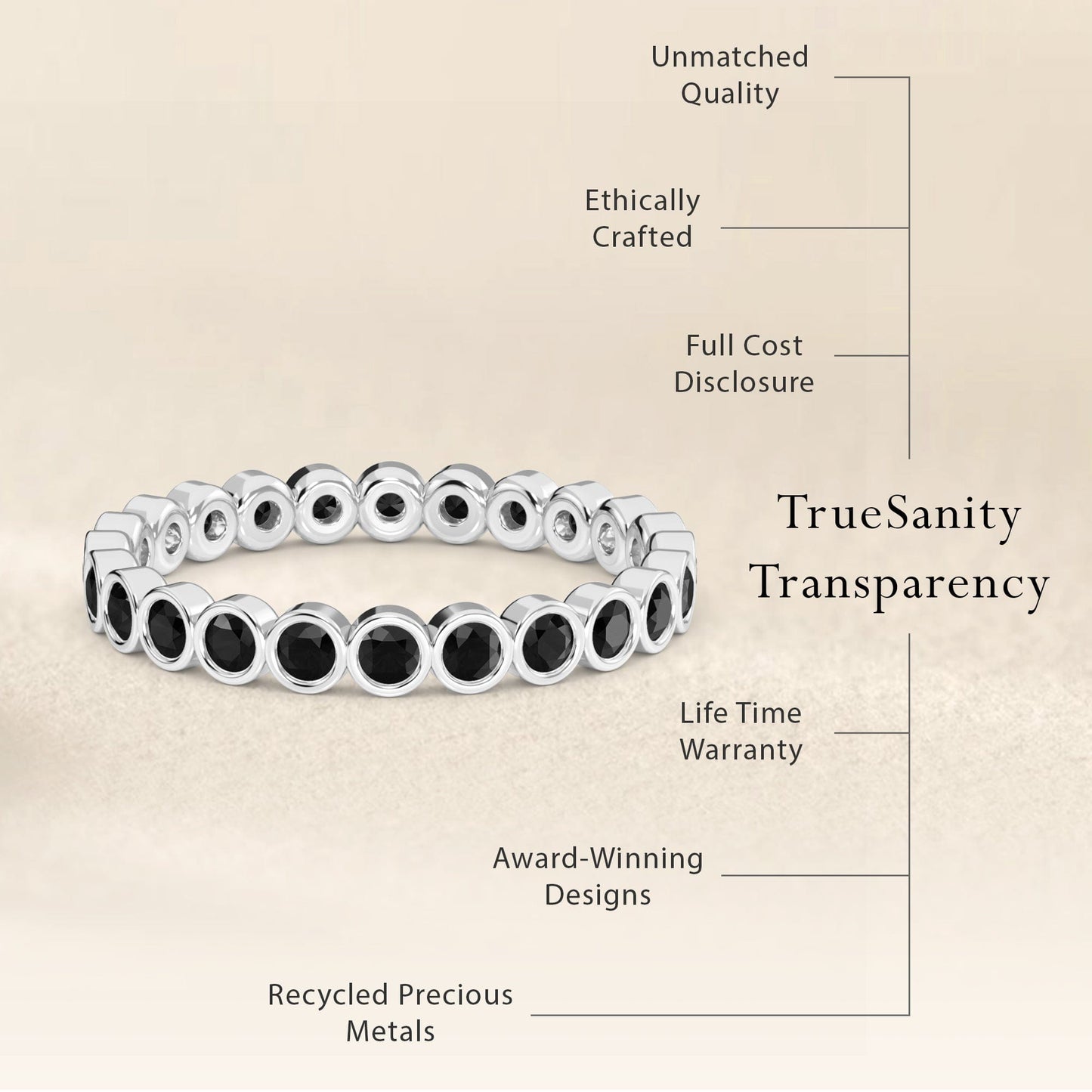 Black Diamond Bezel Set Eternity Band Ring - Zara