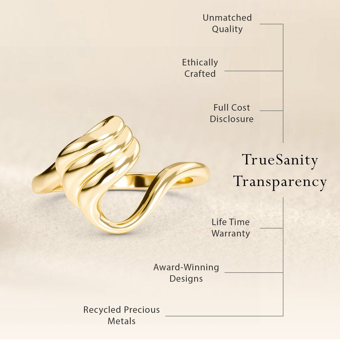 Fluid Swirl Open Band Ring - Elsa