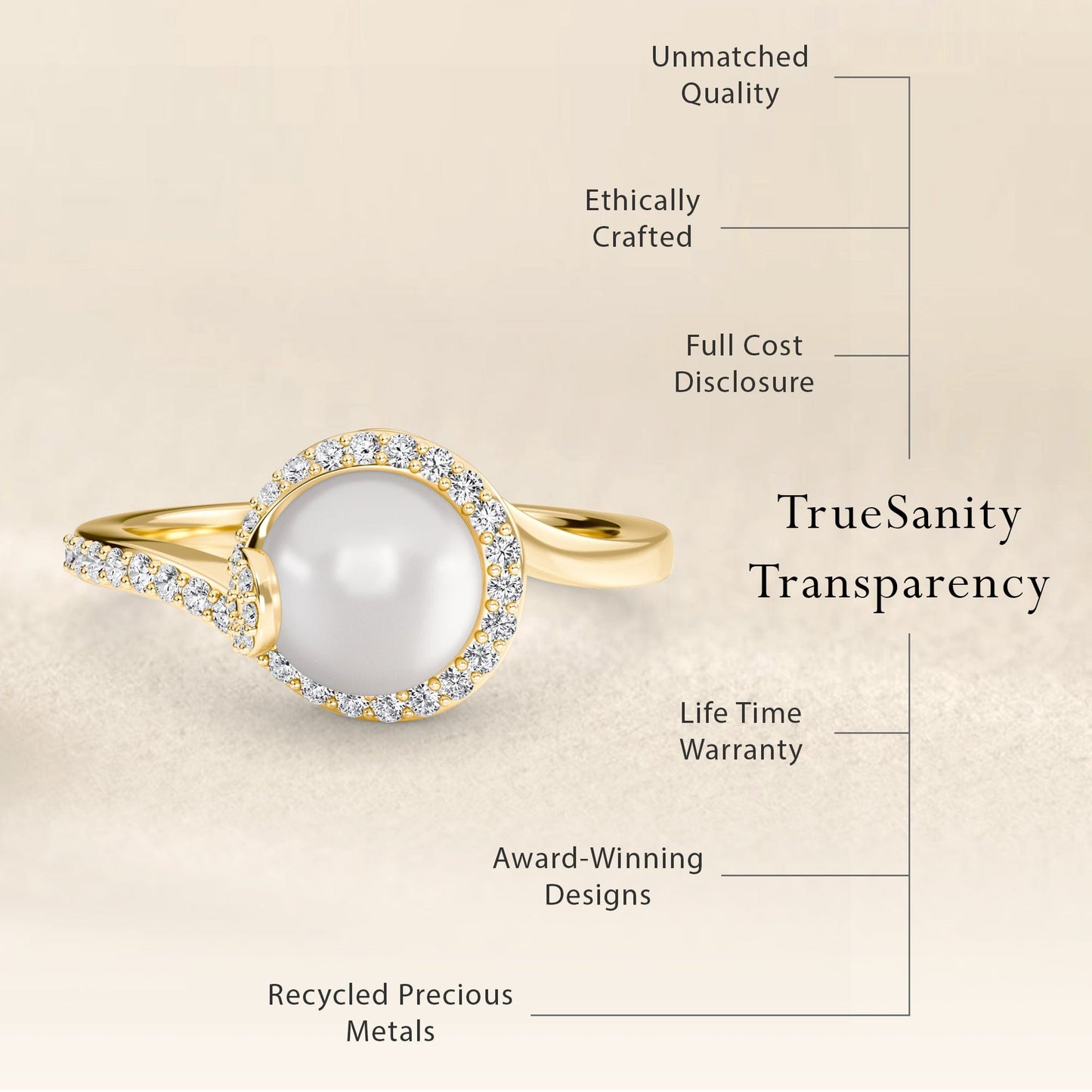 White Akoya Pearl & Diamond Halo Swirl Ring - Maya