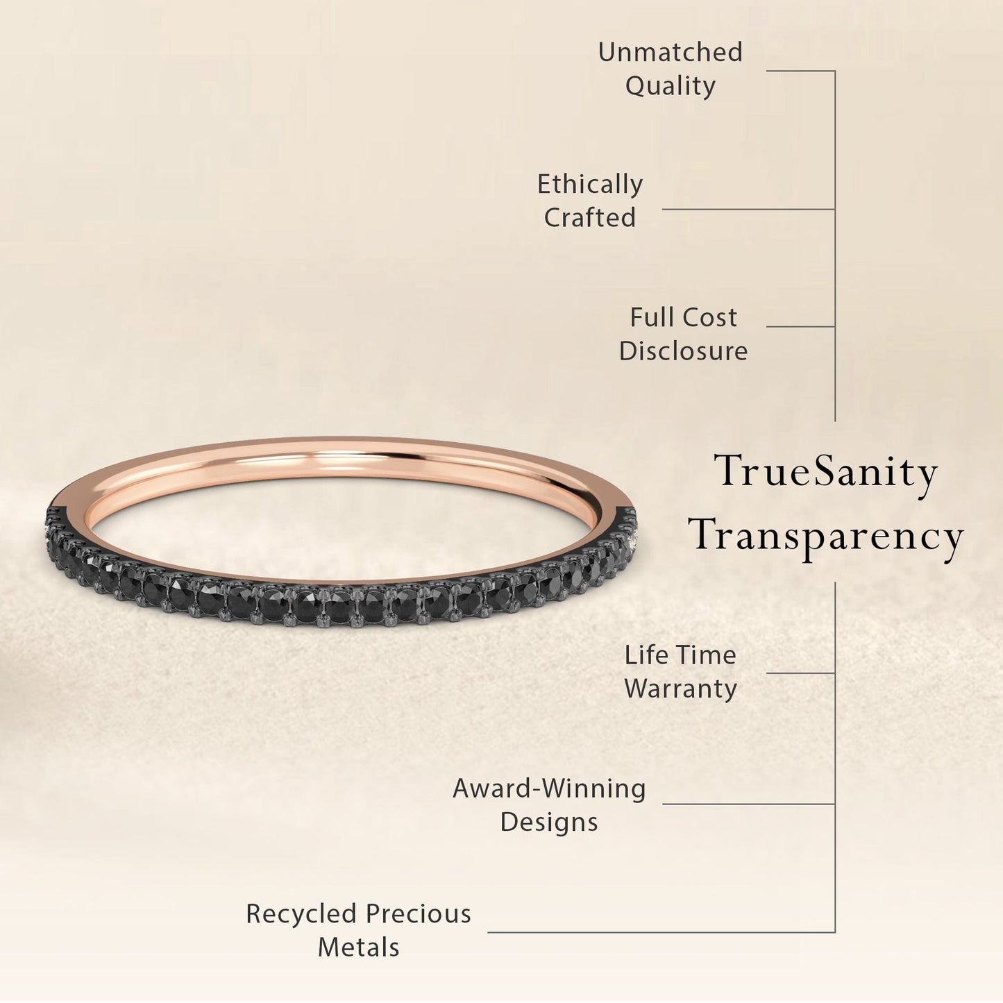 Black Diamond Pave Half Eternity Band Ring - Stephanie