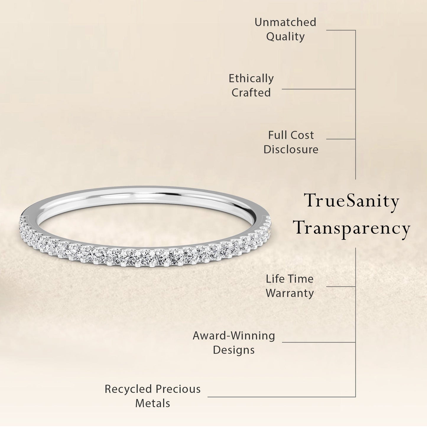 White Diamond Pave Half Eternity Band Ring - Stephanie