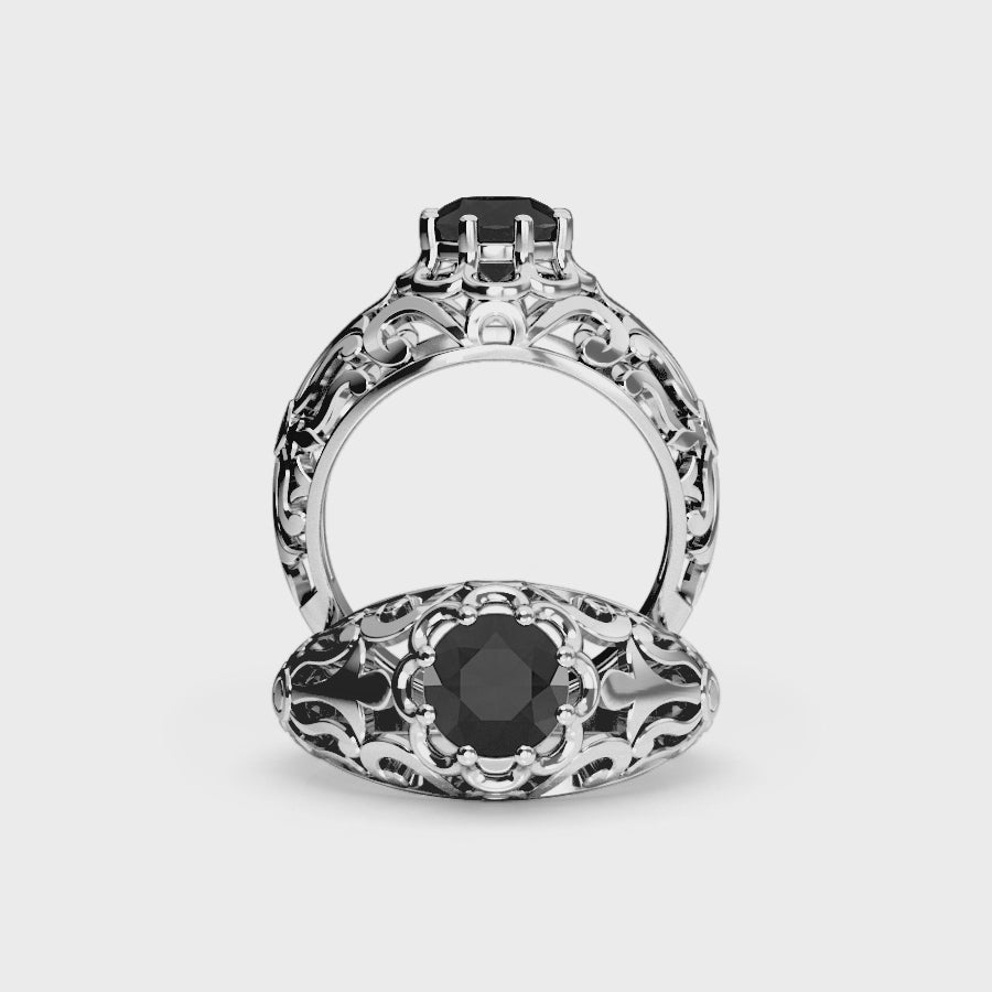 Black Diamond Men's Filigree Ring - Hadley