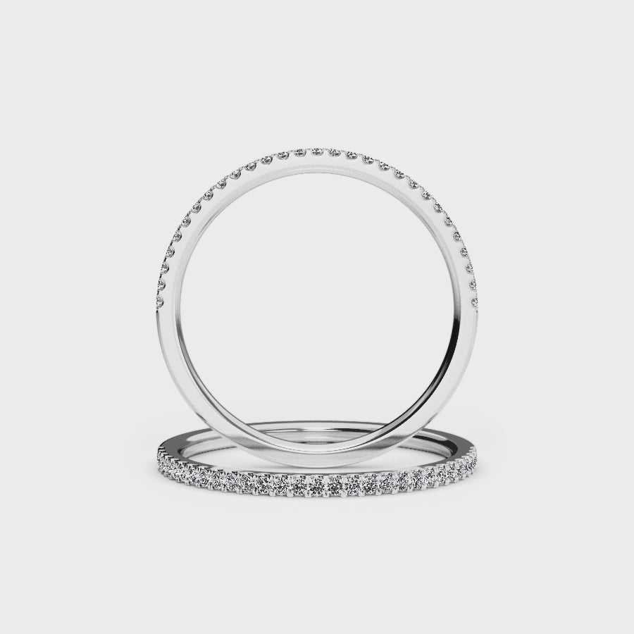 White Diamond Pave Half Eternity Band Ring - Stephanie