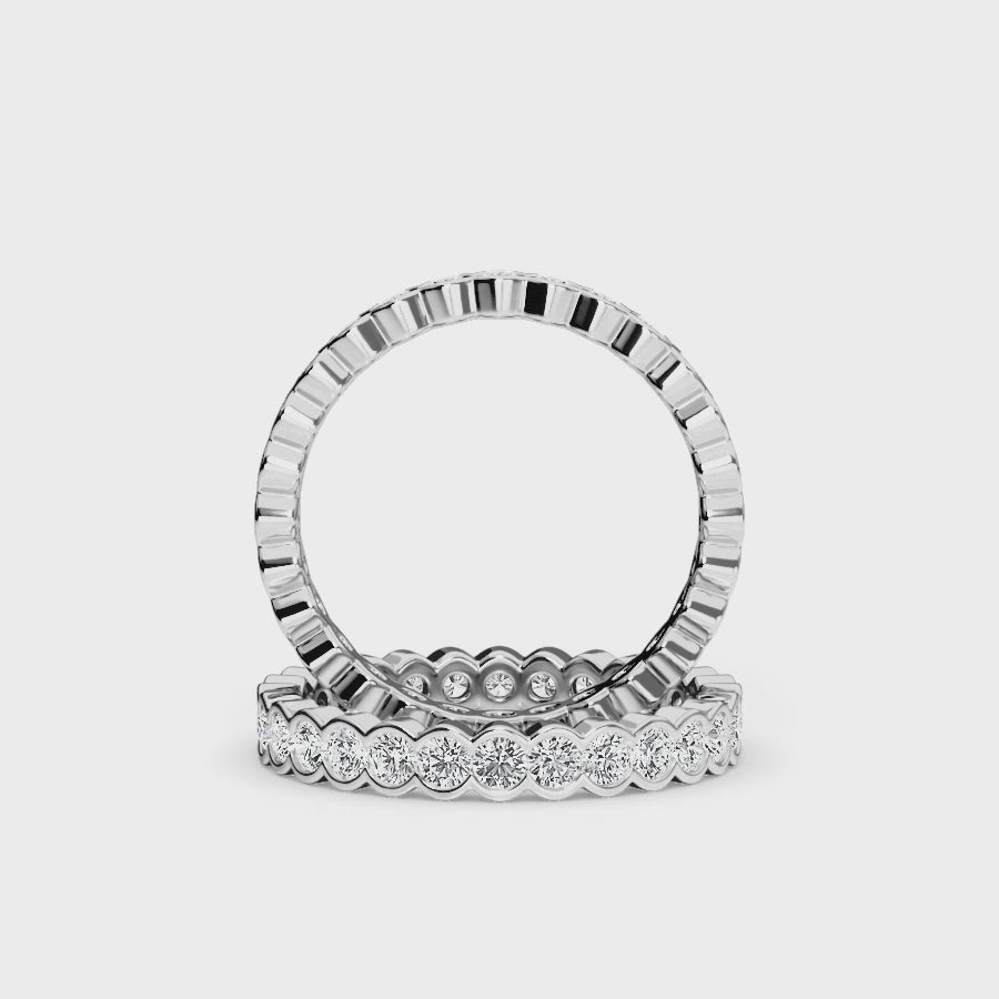 Video showing White Diamond Scalloped Bezel Set Eternity Band