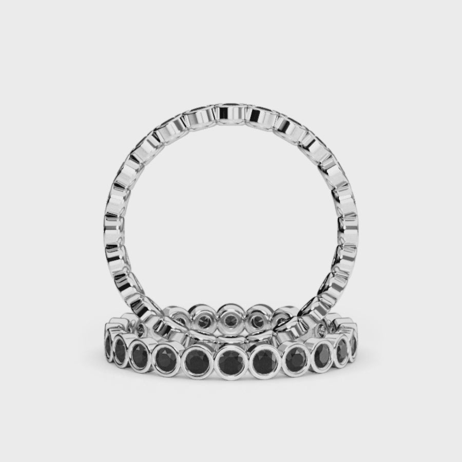 Black Diamond Bezel Set Eternity Band Ring - Zara