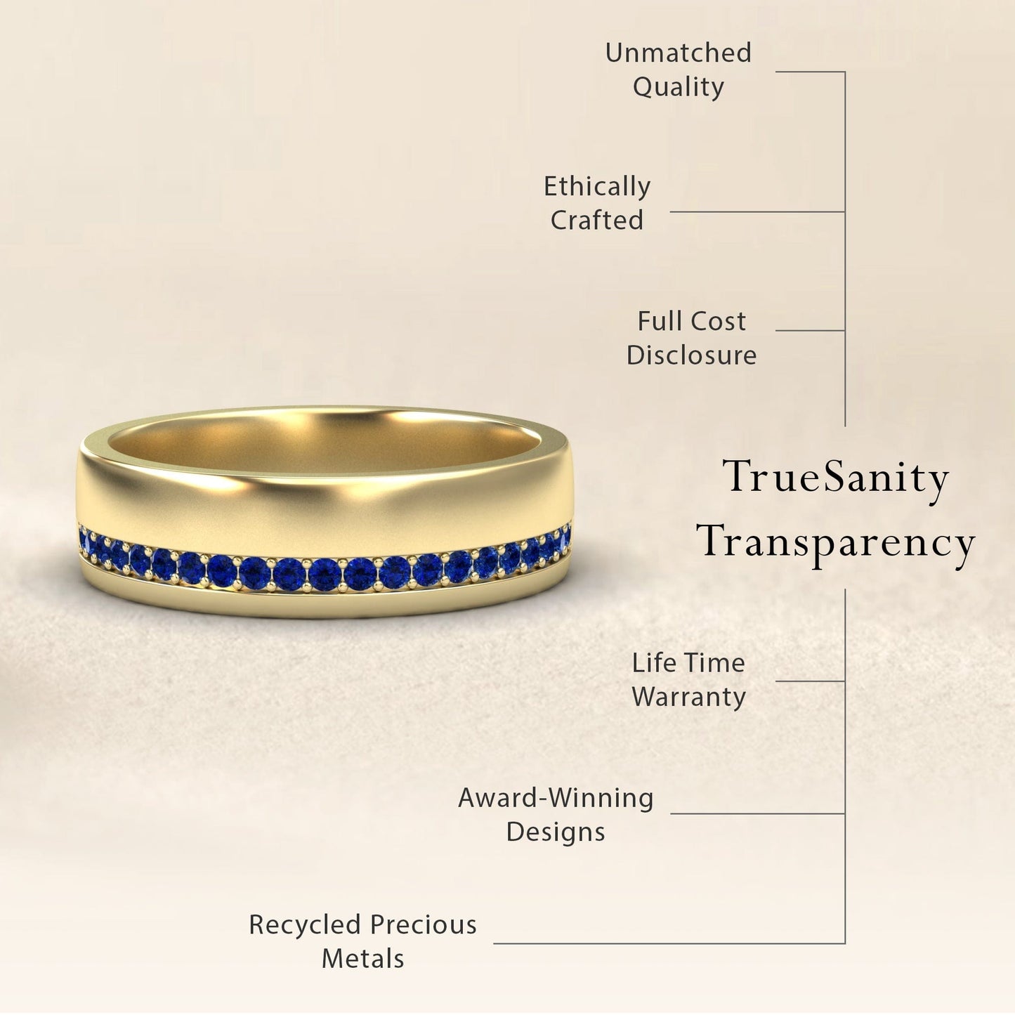 Men's Blue Sapphire Channel-Set Wedding Band - Yan