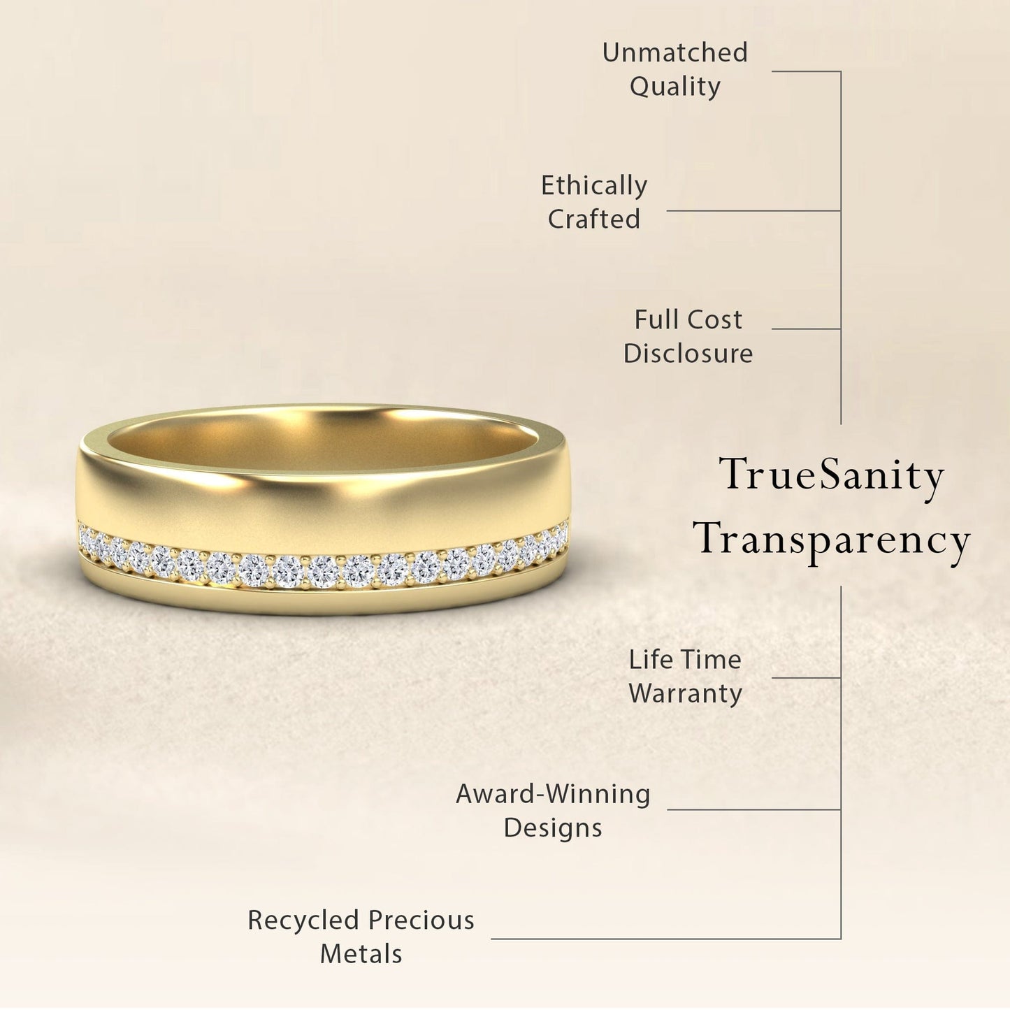 Men's White Diamond Channel-Set Wedding Band - Yan