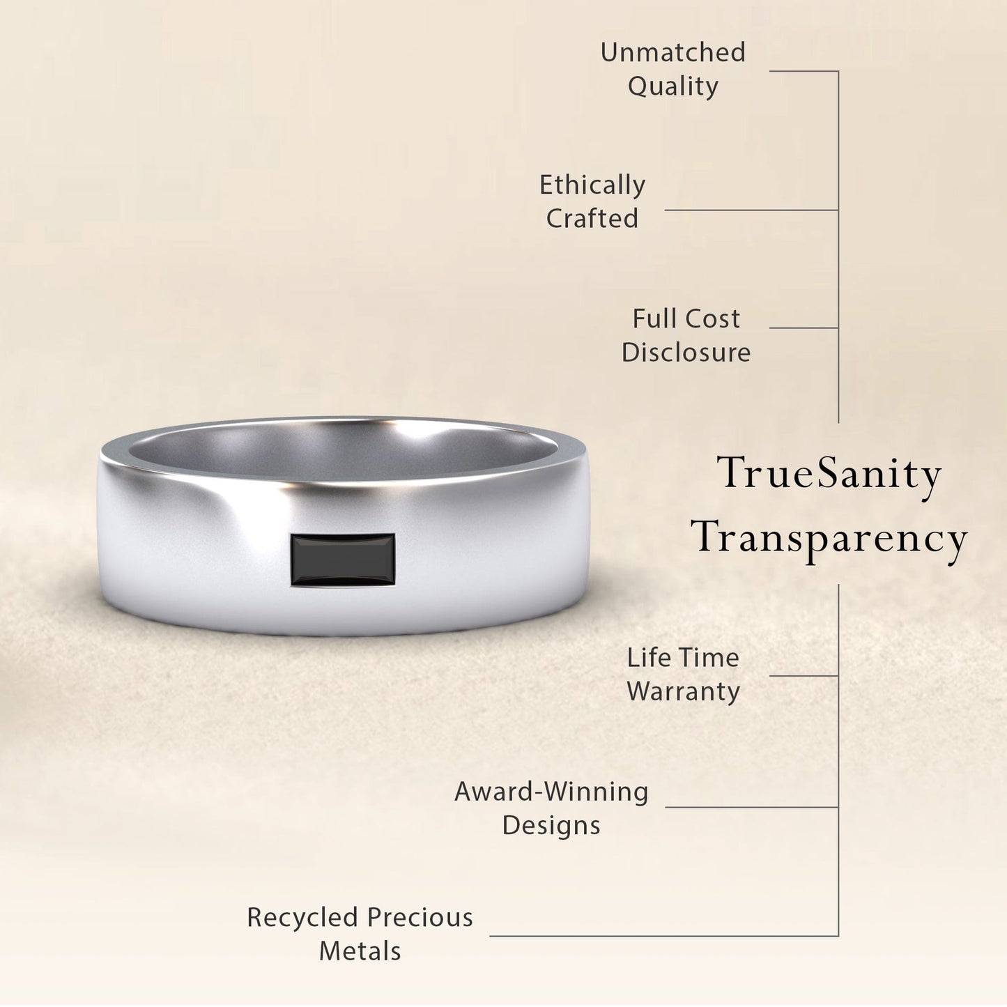 Black Diamond Solitaire Men’s Band Ring - Nayana