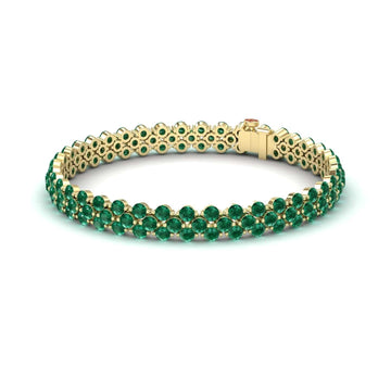 Emerald Double Row Tennis Bracelet - Yifei
