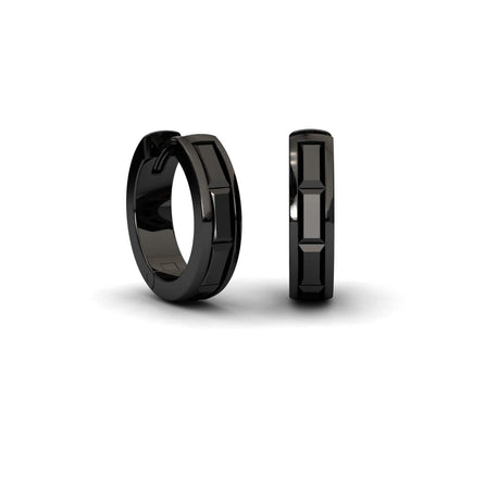 Black Diamond Channel-Set Baguette Hoop Earrings - Vera