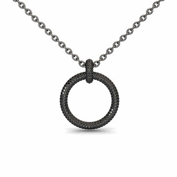 Black Diamond Circle Necklace - Aileen