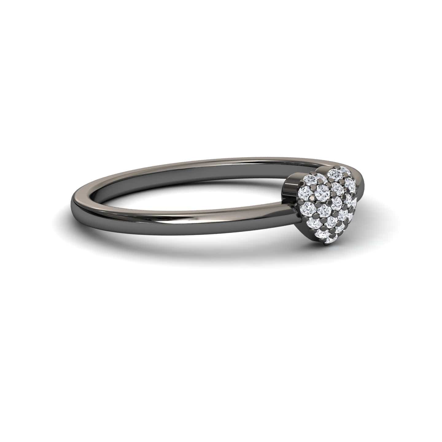 White Diamond Pave Heart Ring - Bonita