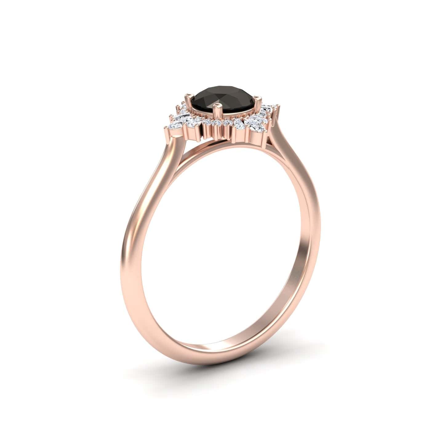 Black Diamond and White Diamond Ring: A Harmonious Dance of Contrasting Brilliance - MYSR54