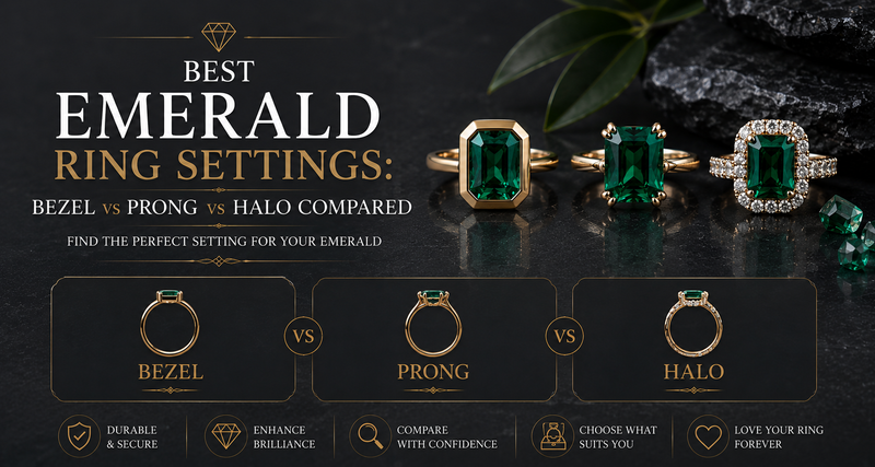 Best Emerald Ring Settings: Bezel vs Prong vs Halo Compared