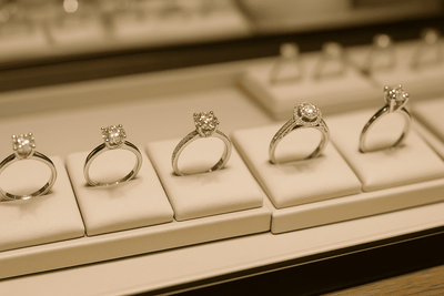 Different engagement ring settings displayed