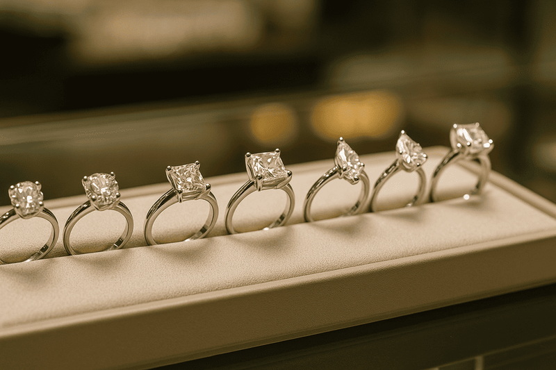Engagement rings with different diamond cuts
