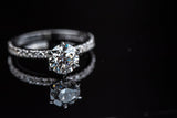 Close-up of sparkling diamond engagement ring