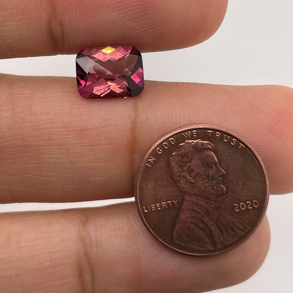 9.7x7.8 Pink Cushion Checker Pink Tourmaline