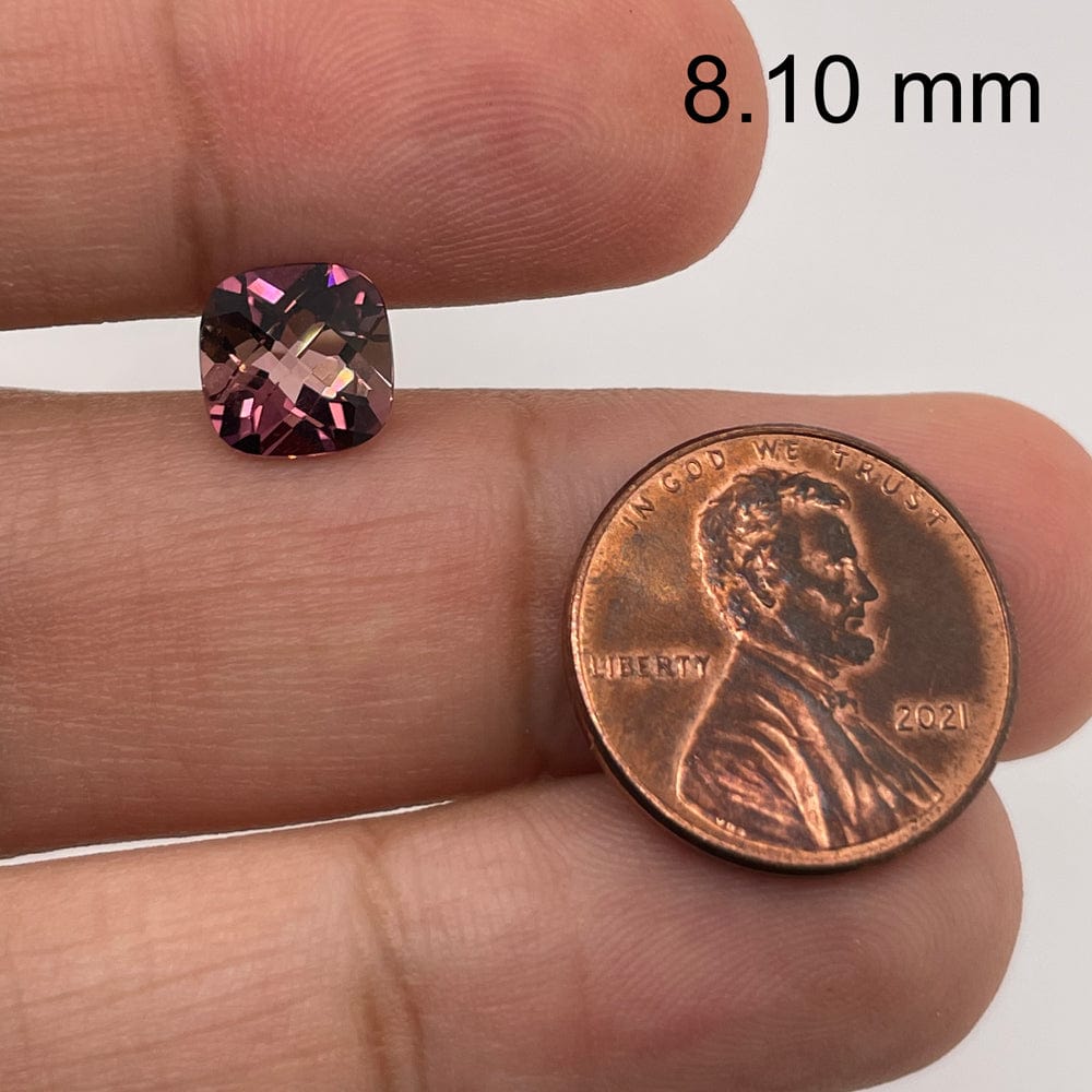 8.1mm Cushion Checker Pink Tourmaline