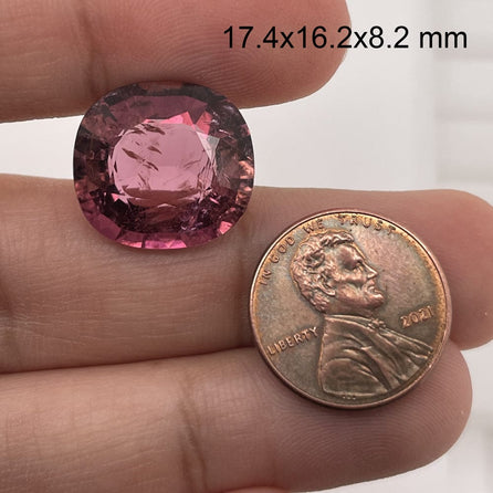 17.4x16.2 Cushion Rubellite Tourmaline