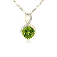 Claw-Set Peridot Infinity Pendant with Diamonds - Non Customized