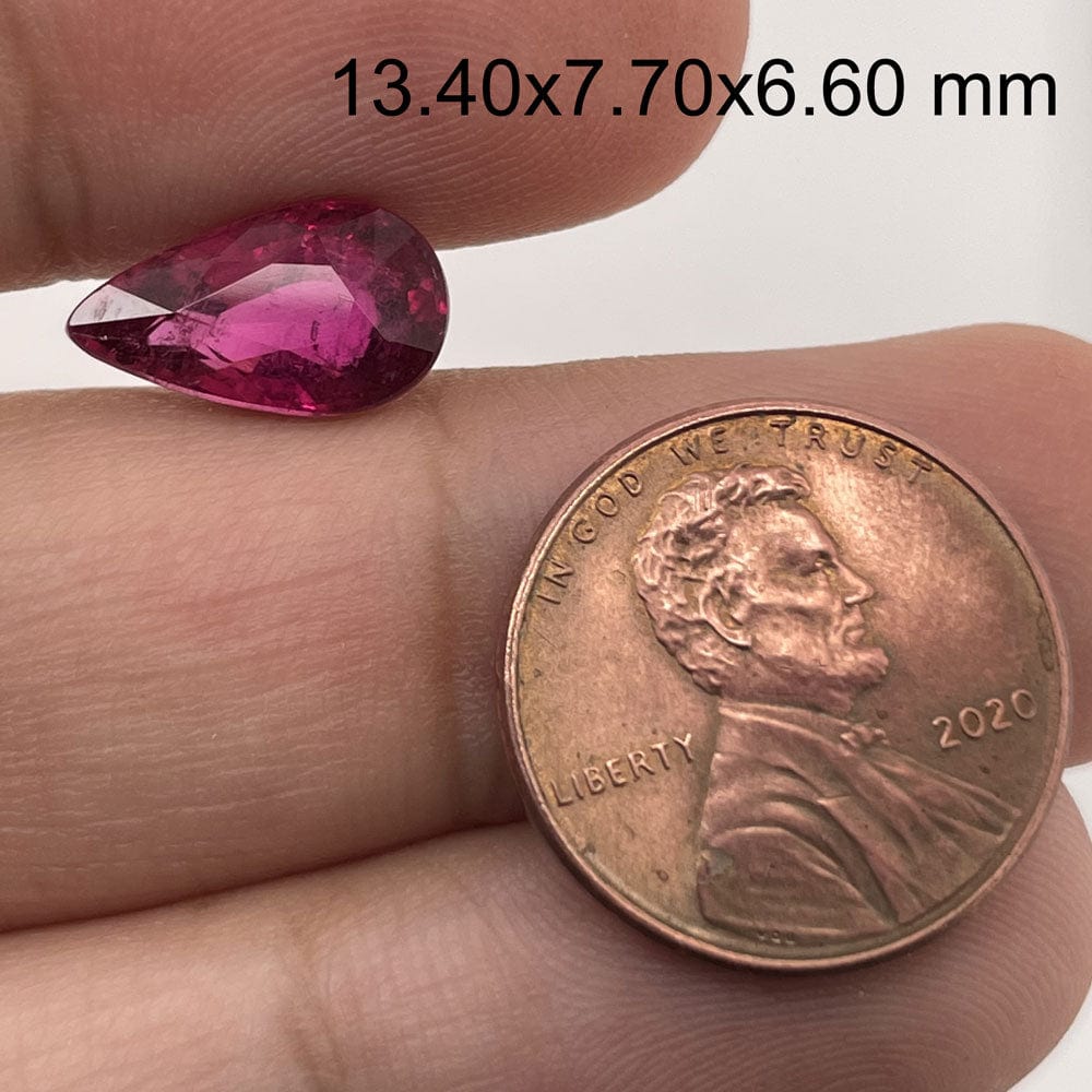 13.4x7.7mm Pear Rubellite Tourmaline
