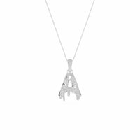A Initial Dripping Diamond Pendant Necklace - Asher