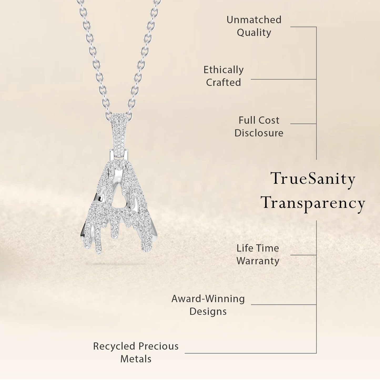 A Initial Dripping Diamond Pendant Necklace - Asher