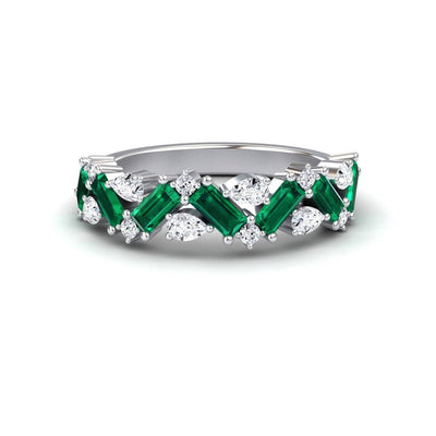 Emerald & Diamond Zigzag Eternity Band