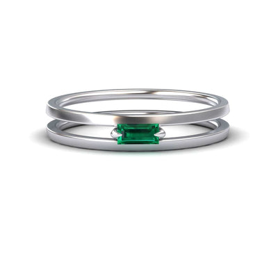 Emerald Minimalist Double Band Ring