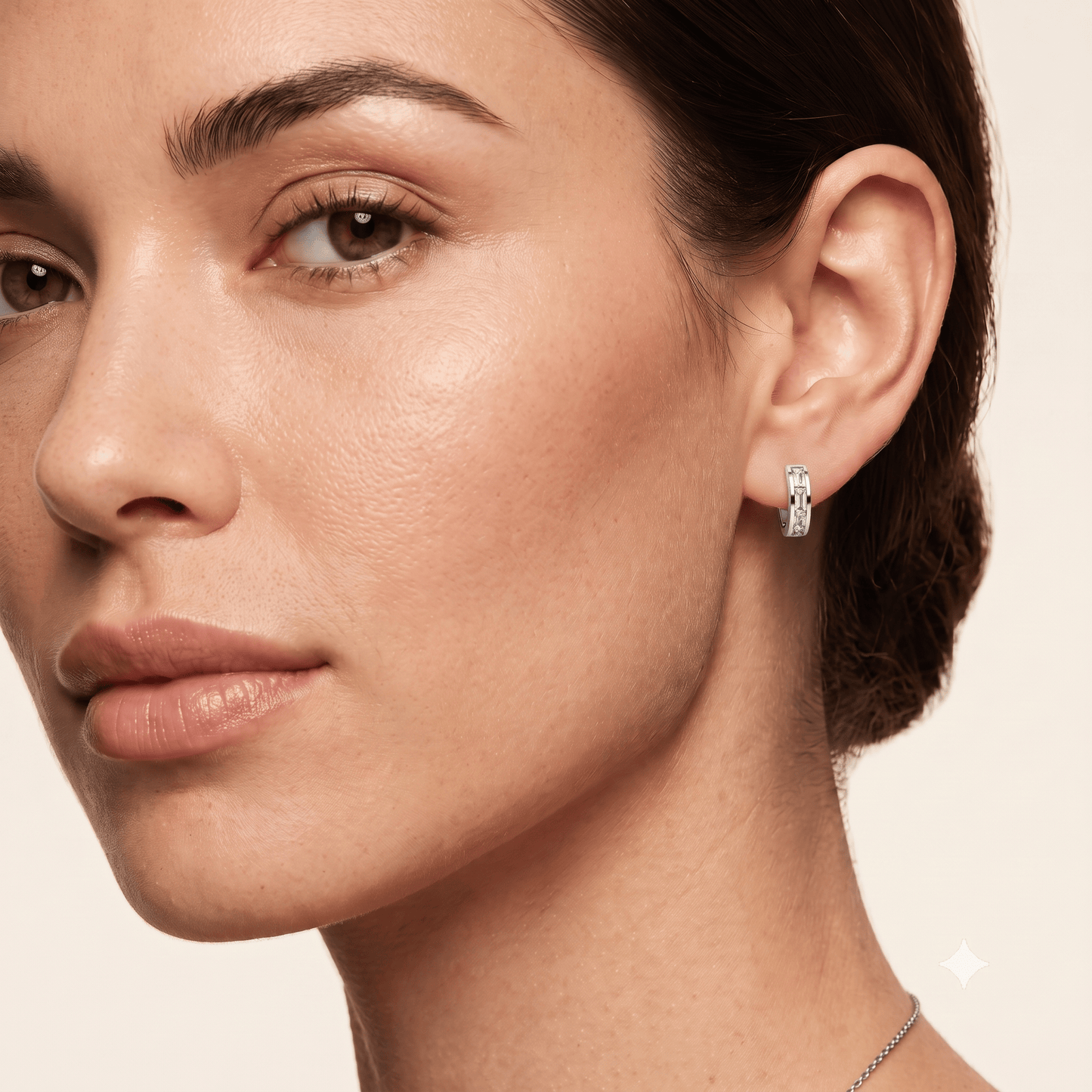 Aquamarine Channel-Set Baguette Hoop Earrings - Vera