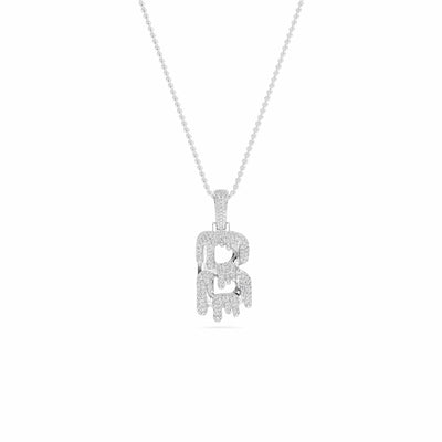 B Initial Dripping Diamond Pendant Necklace