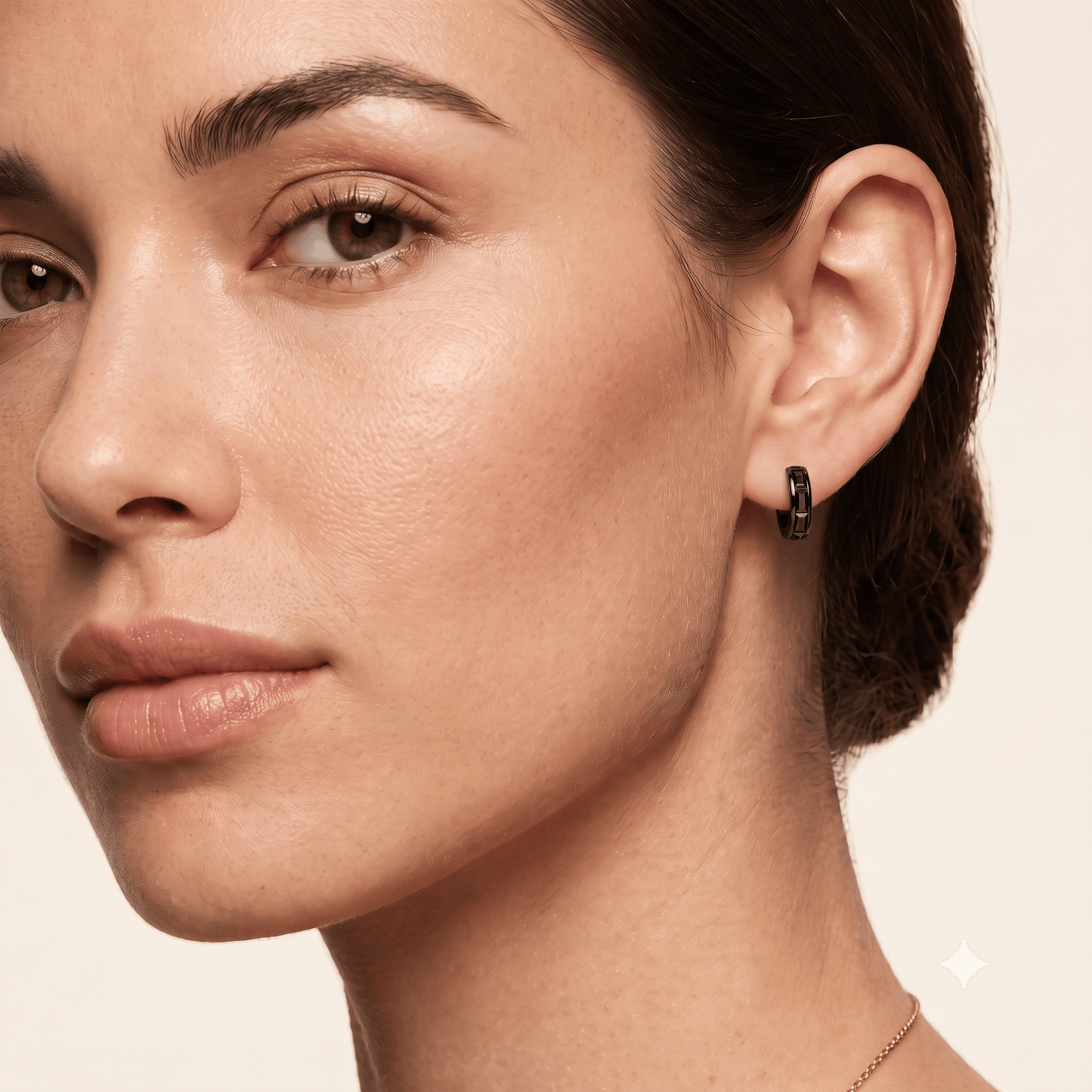 Black Diamond Channel-Set Baguette Hoop Earrings - Vera
