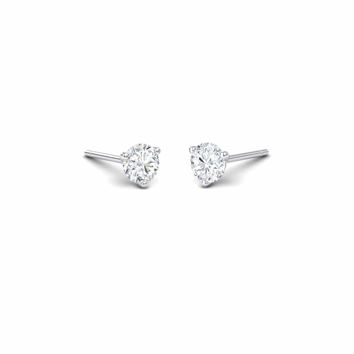 Three-Prong Martini 4mm Diamond Stud Earrings - Eveline