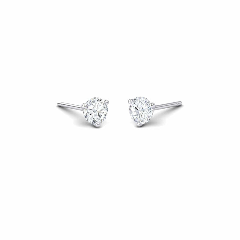 Three-Prong Martini 4mm Diamond Stud Earrings - Eveline