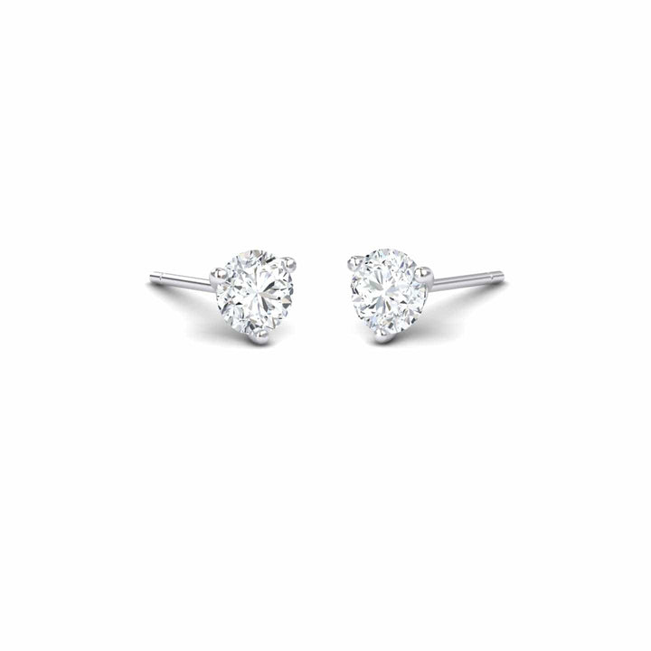 Three-Prong Martini 4.6mm Diamond Stud Earrings - Eveline