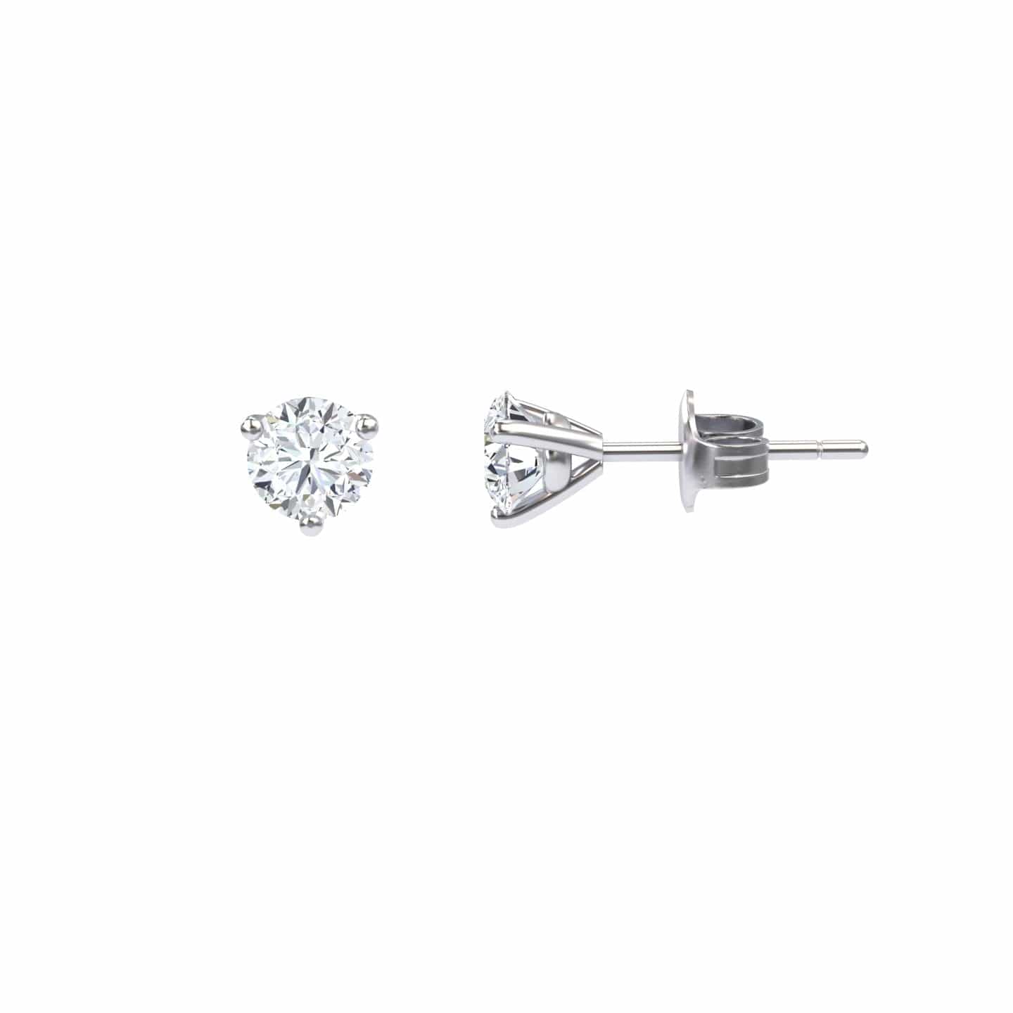 Three-Prong Martini 4.6mm Diamond Stud Earrings - Eveline