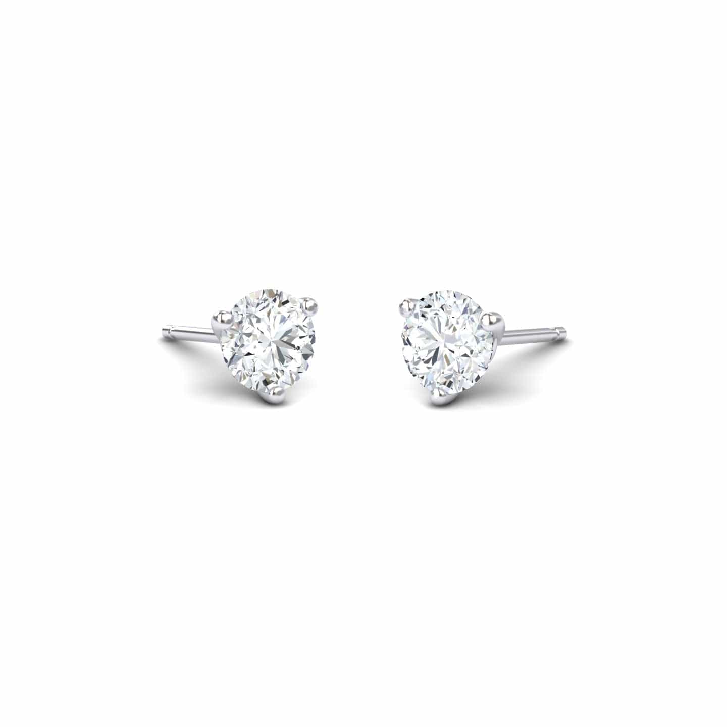 Three-Prong Martini 5mm Diamond Stud Earrings - Eveline