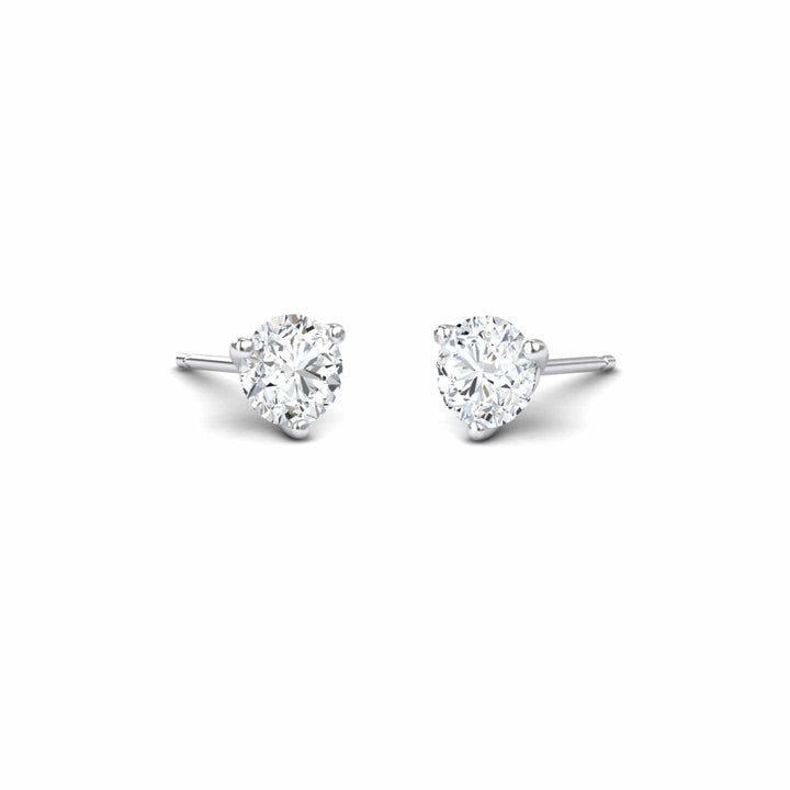 Three-Prong Martini 5mm Diamond Stud Earrings - Eveline