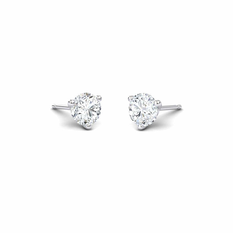 Three-Prong Martini 5mm Diamond Stud Earrings - Eveline