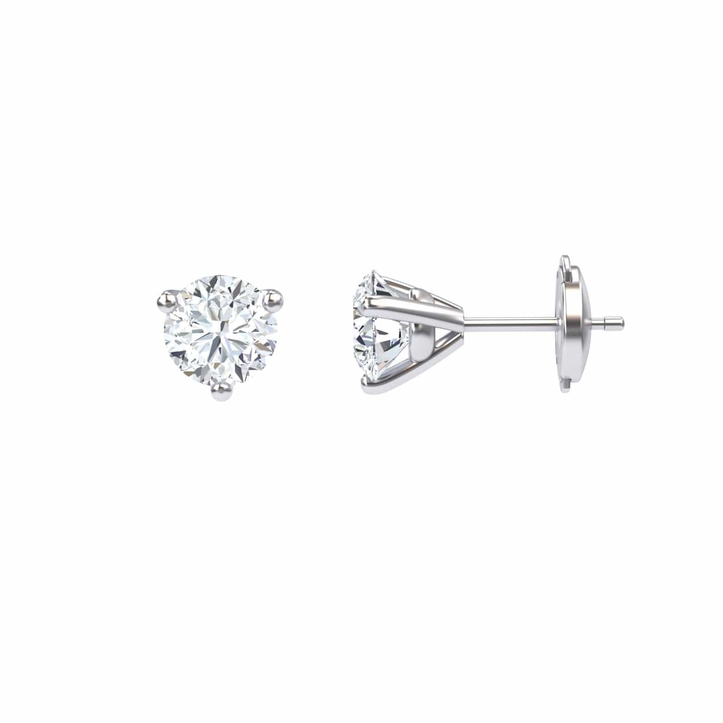 Three-Prong Martini 5.75mm Diamond Stud Earrings - Eveline