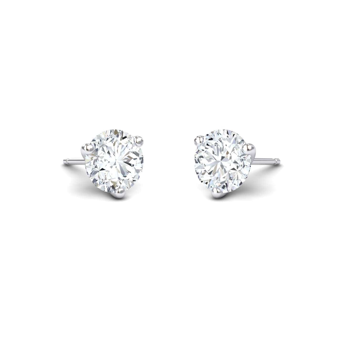 Three-Prong Martini 6.5mm Diamond Stud Earrings - Eveline