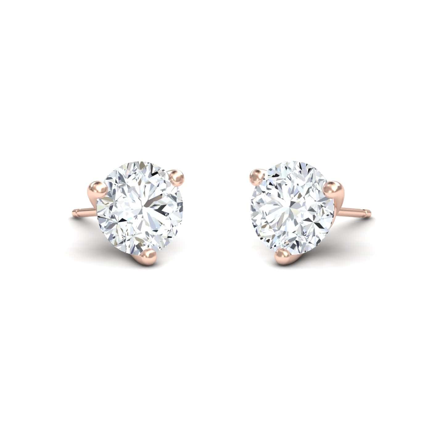 Three-Prong Martini 7.5mm Diamond Stud Earrings - Eveline