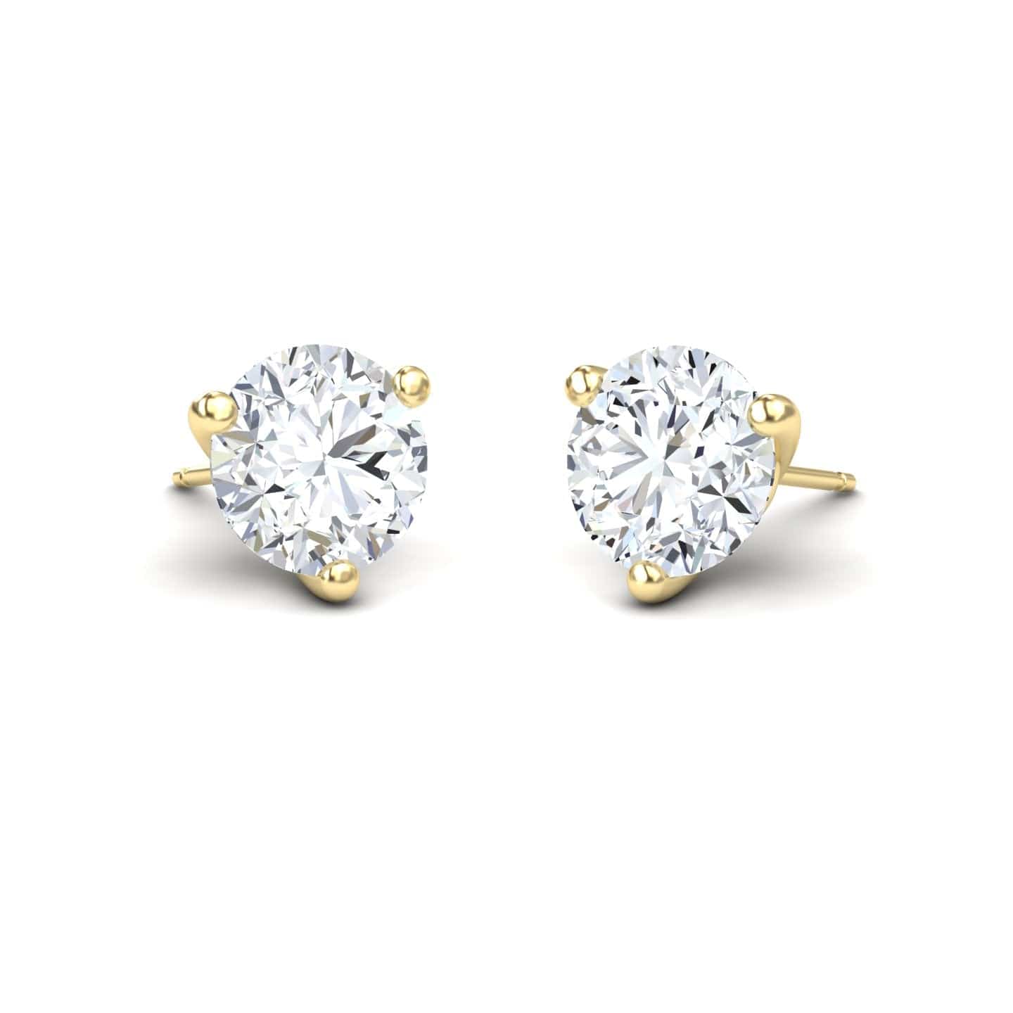 Three-Prong Martini 8mm Diamond Stud Earrings - Eveline