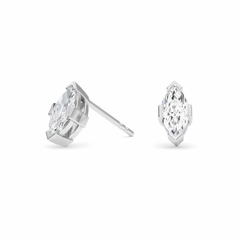 Four Prong Marquise Diamond Stud Earrings - Nora