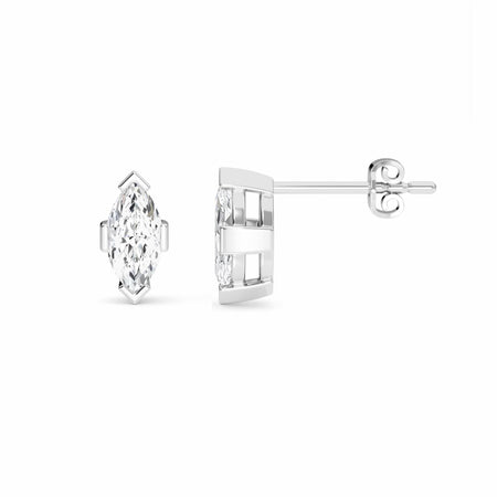 Four Prong Marquise Diamond Stud Earrings - Nora