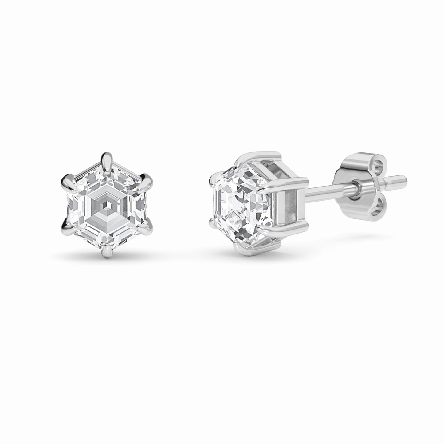 Lab Diamond Earrings - Six Prong - Tina